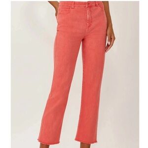 Ecru the la cienega straight leg crop jean in washed scarlet